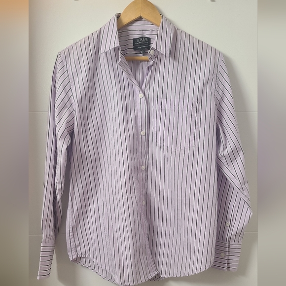 J. Crew Women's Classic Striped Lavender Dress Shirt - Picture 2 of 5